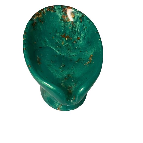 Handcrafted Green & Gold Resin Soap Dish - Unique Modern Home Decor - Picture 4 of 12
